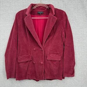 Corduroy Blazer Women Sz S Red‎ Burgundy Double Breasted Cottage Fairy Academia